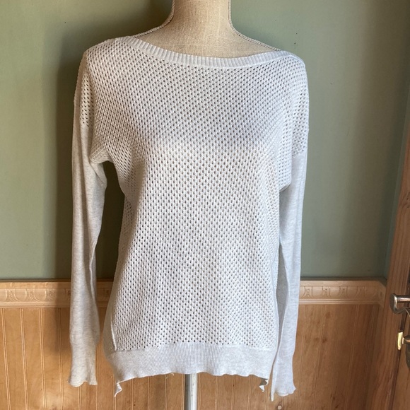 Rebecca Taylor white mesh long sleeve top - Picture 1 of 8